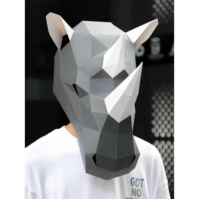 Rhinoceros Adult Head Mask Pap - Art Craft Cardboard ulasan dan harga